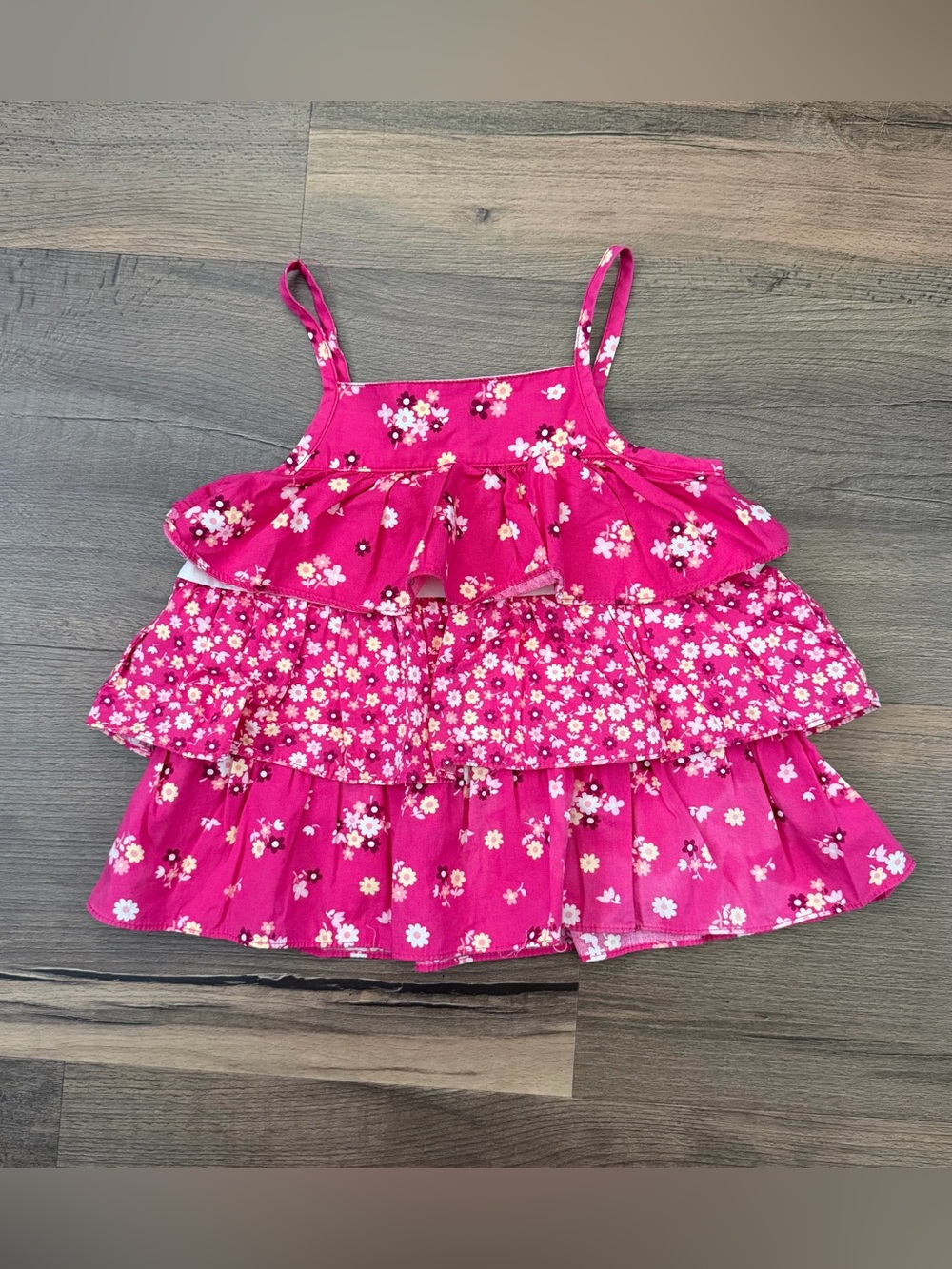 Penelope Mack 2011 Toddler Pink Flower Tiered Ruffle Top Size 4T
